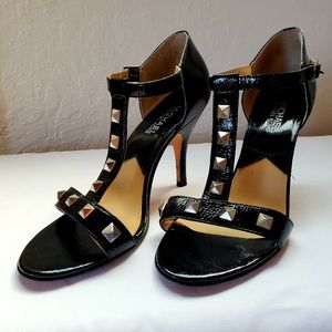 Michael Michael Kors Black Patent Studded Sandals